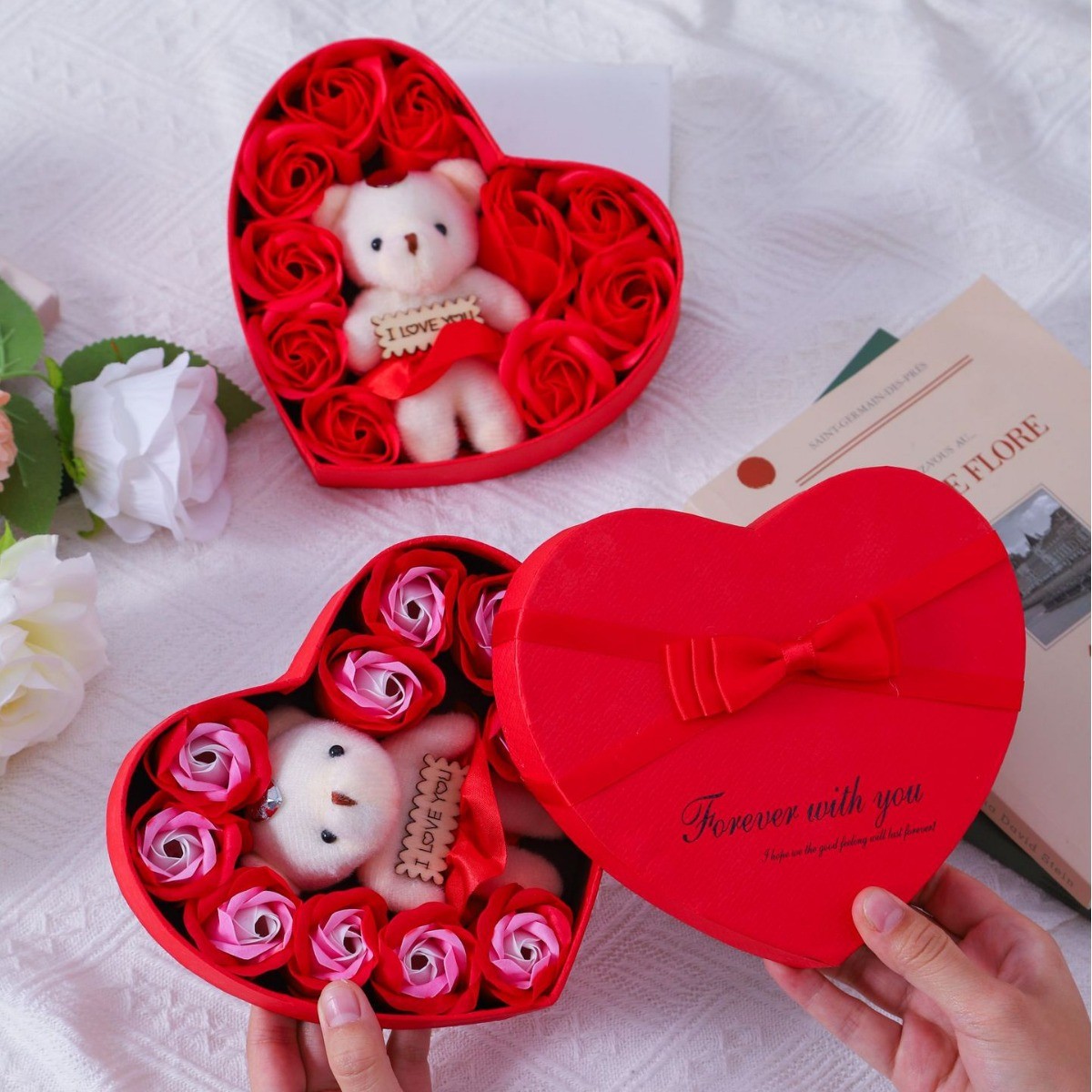 Soap Flower Rose Heart Gift Box