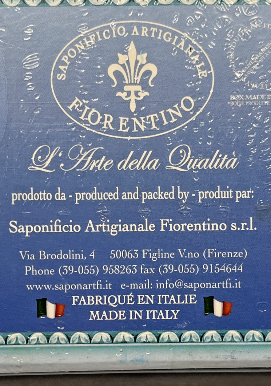 Saponificio Artigianale Fiorentino Acqua Marina Bar Soap From Italy 3 x 4.40oz