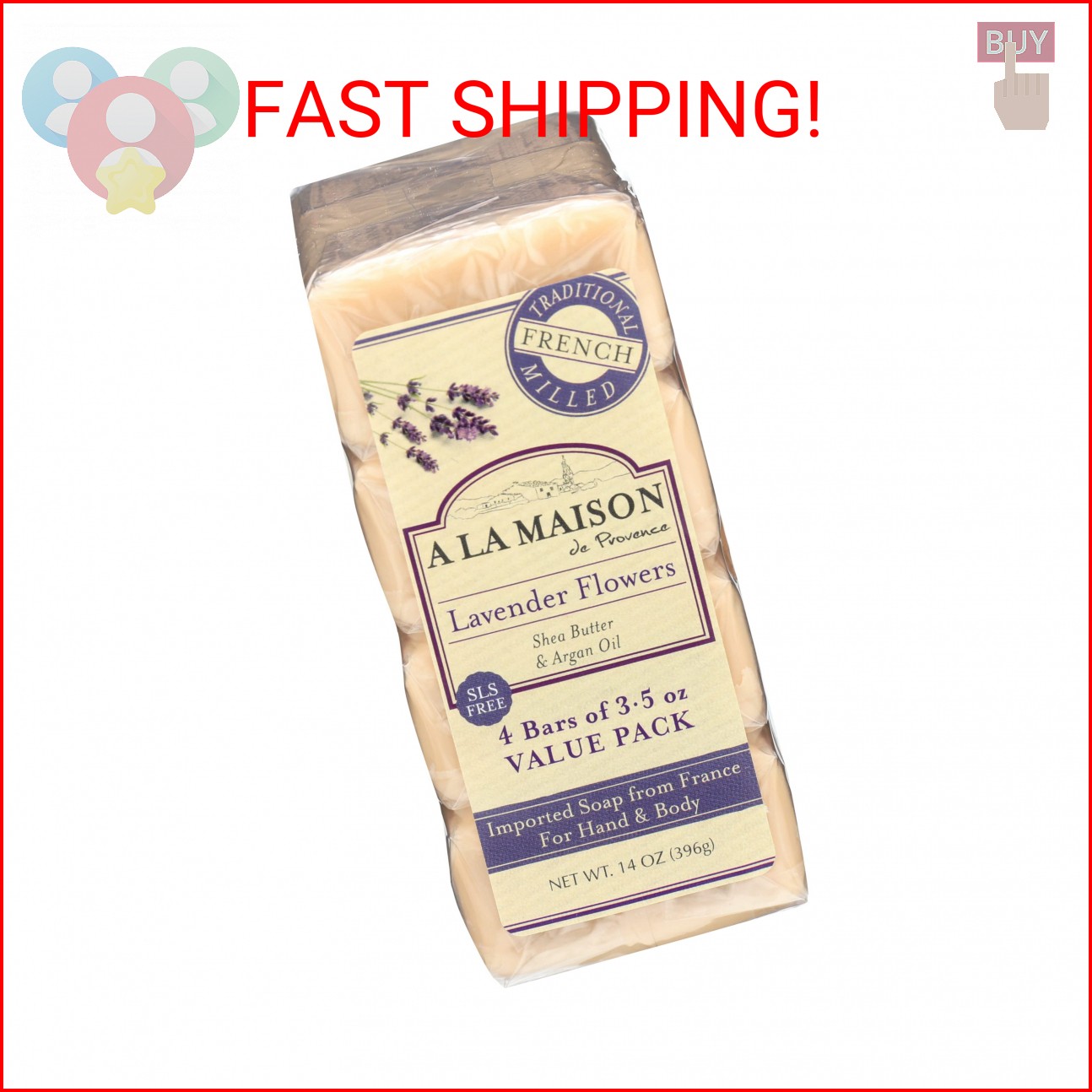 A LA MAISON Lavender Flower Bar Soap – Triple French Milled Natural Moisturizing