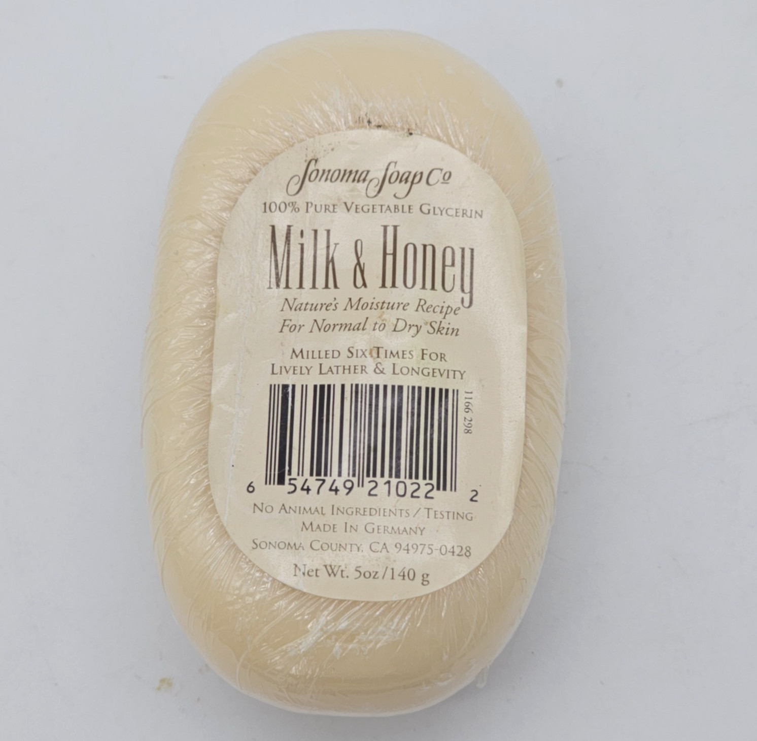 Sonoma Soap Company Milk & Honey Bar Soap – 5 oz – Germany – For Normal/Dry Skin