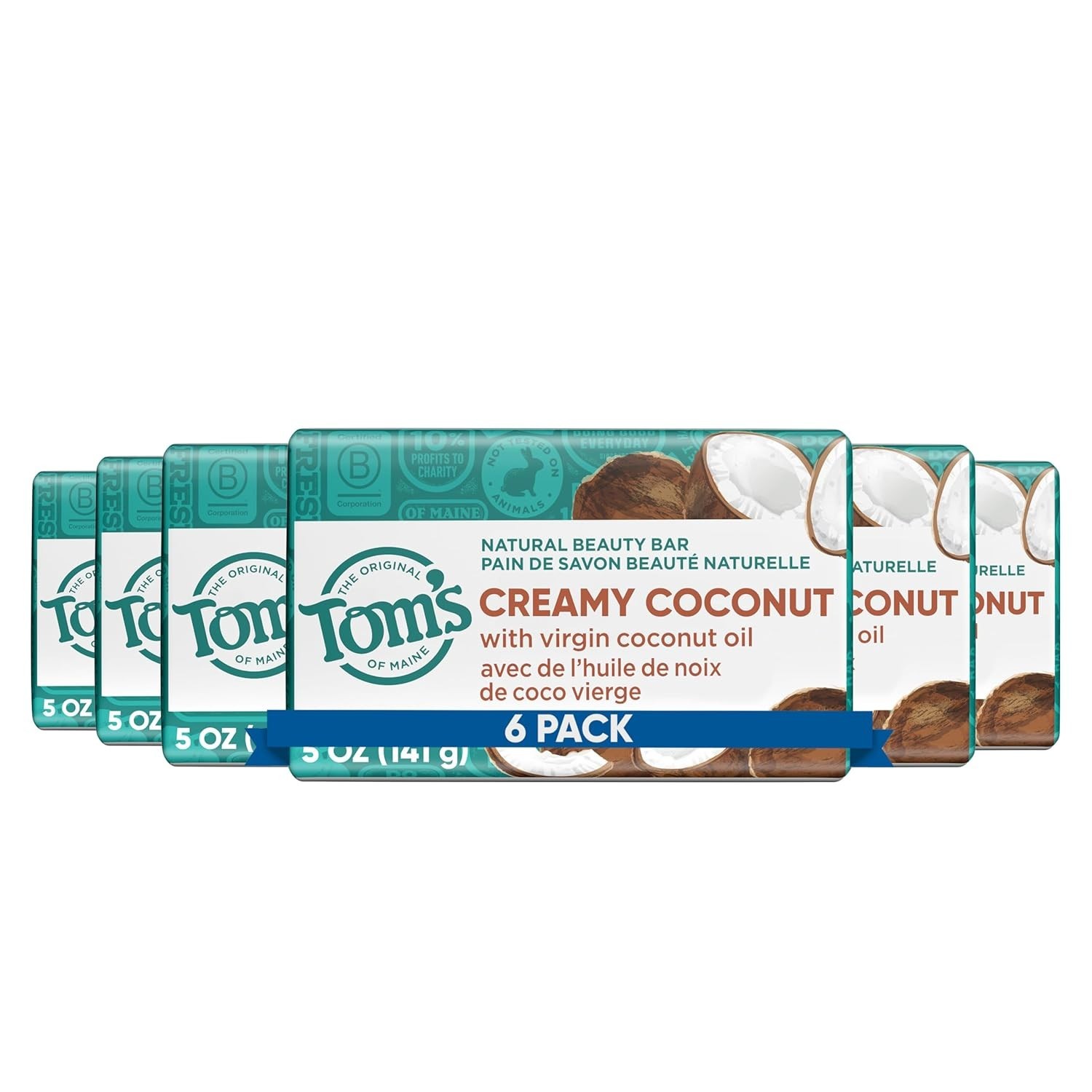 Eco-Friendly Creamy Coconut Soap Bars, 5 oz Each – 6-Pack for Gentle Care