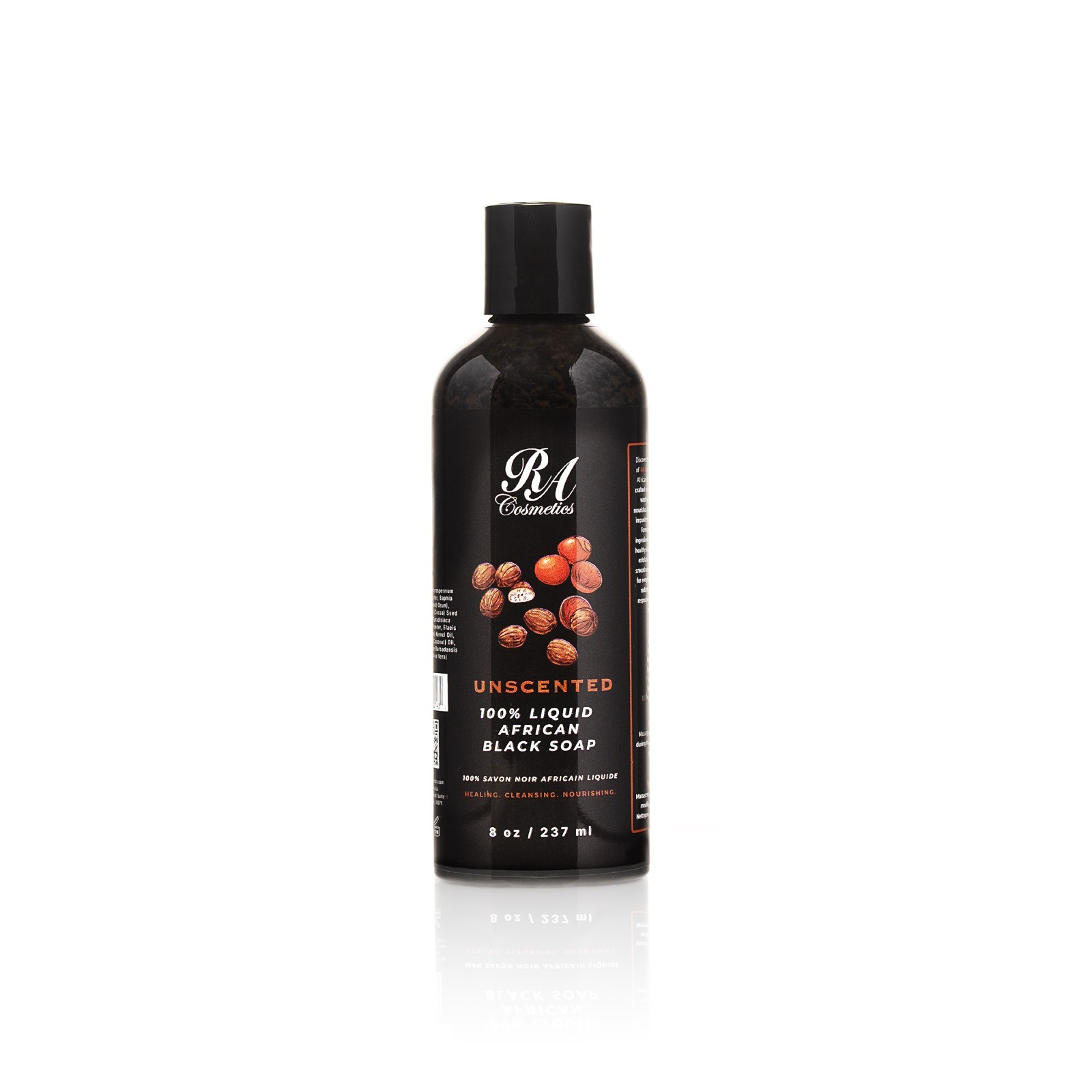 RA Cosmetics African Liquid Black Soap 8oz – Body & Face Wash – For Oily & Acne