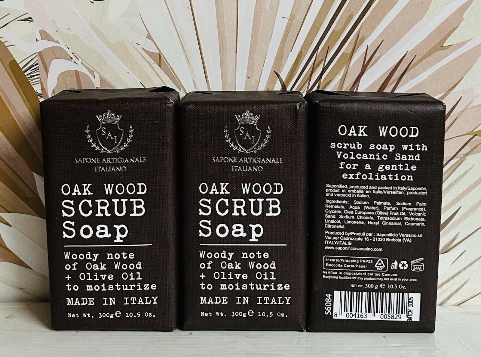 3-Pack Saponificio ~ Oak Wood Scrub Bar Soap 10.5 oz Each