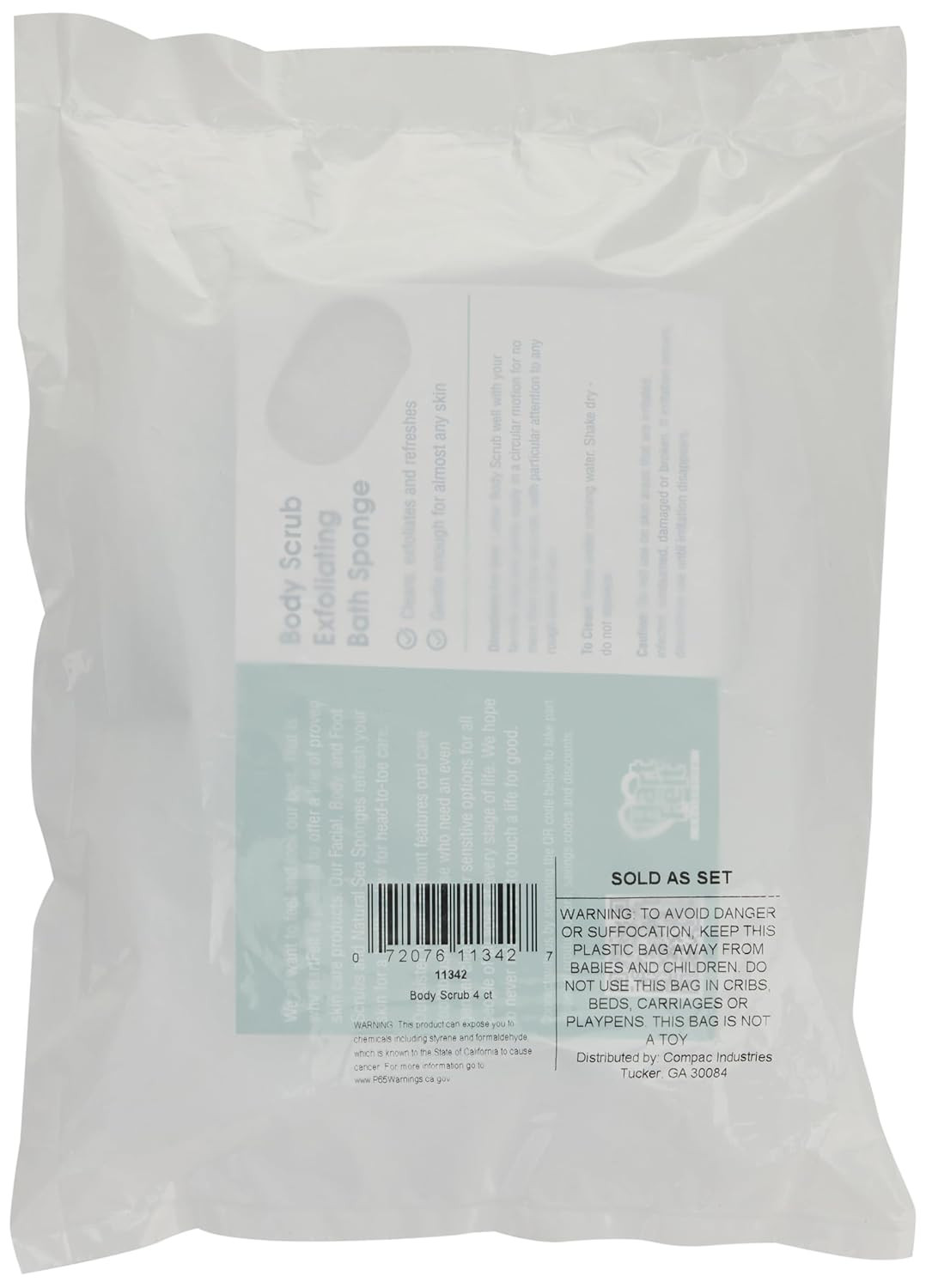 Bath Sponges for Shower | Oval Body Wash Scrubber 4 Count (Pack of 1), White