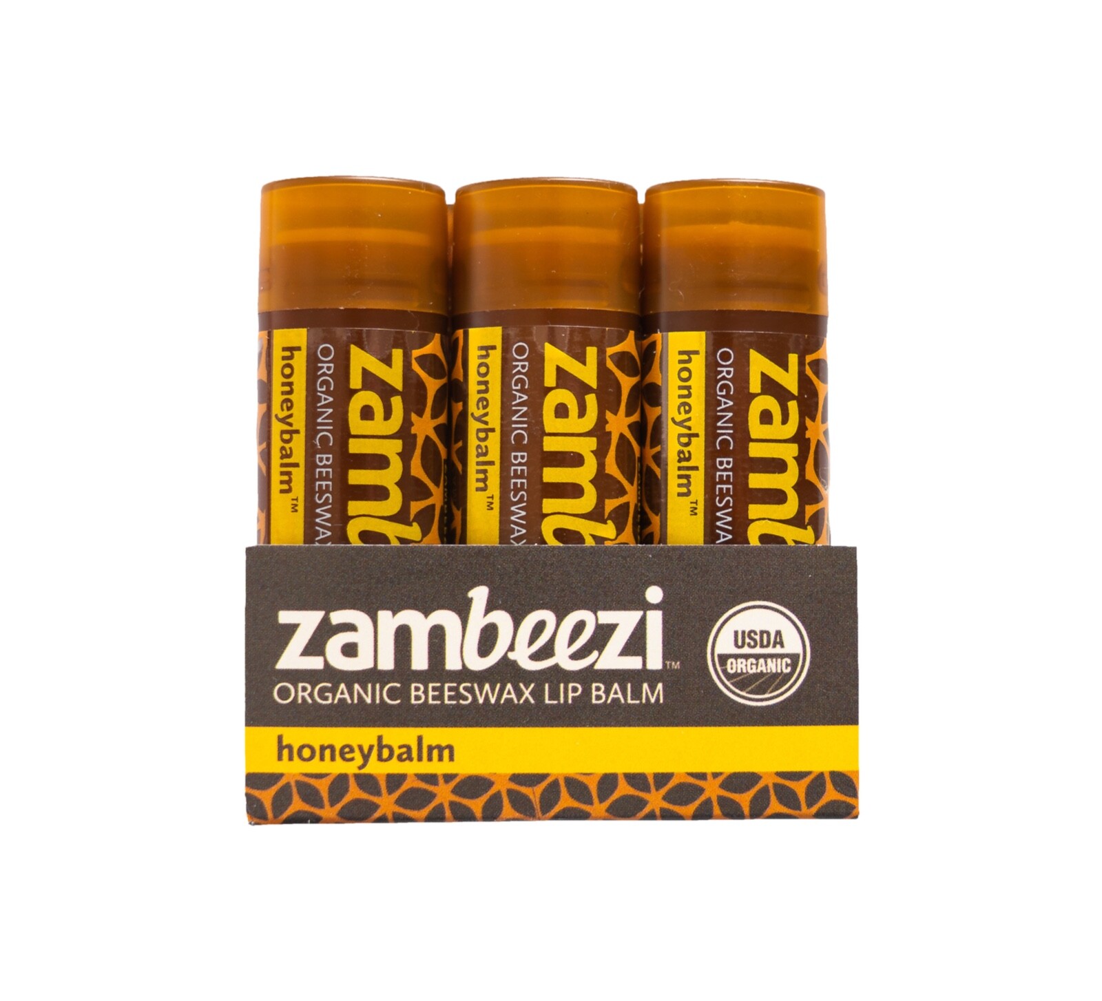 3 pack Zambeezi Organic Fairtrade Beeswax Lip Balm – Zambia, Africa Honeybalm