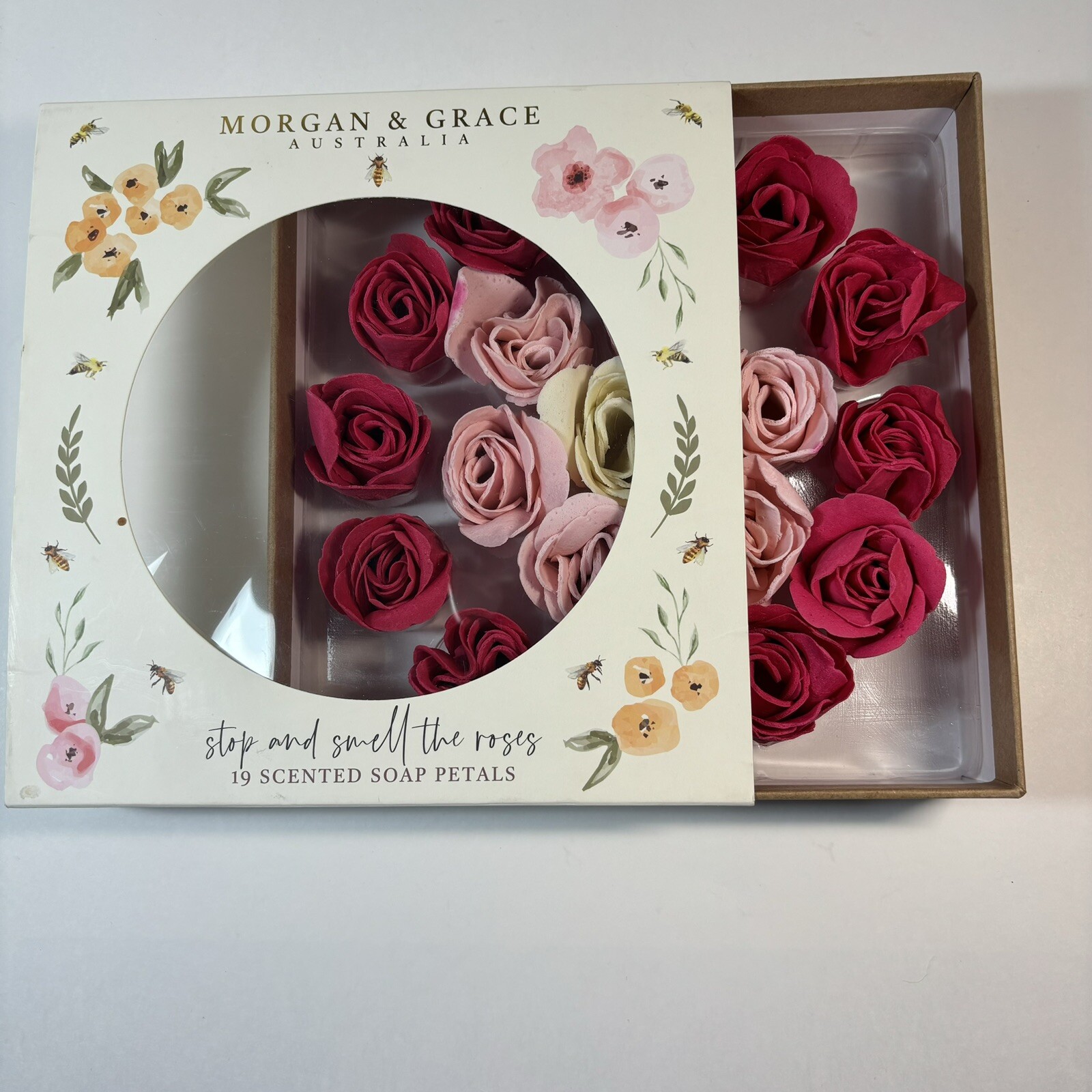 Morgan & Grace Australia 19 Scented Soap Petals Stop Smell Roses NIB