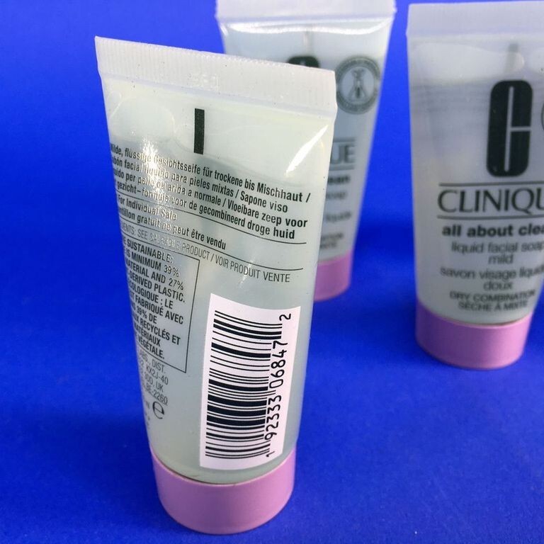 Clinique All About Clean Liquid Facial Soap Mild Dry Combination 1 oz (Lot of 5)
