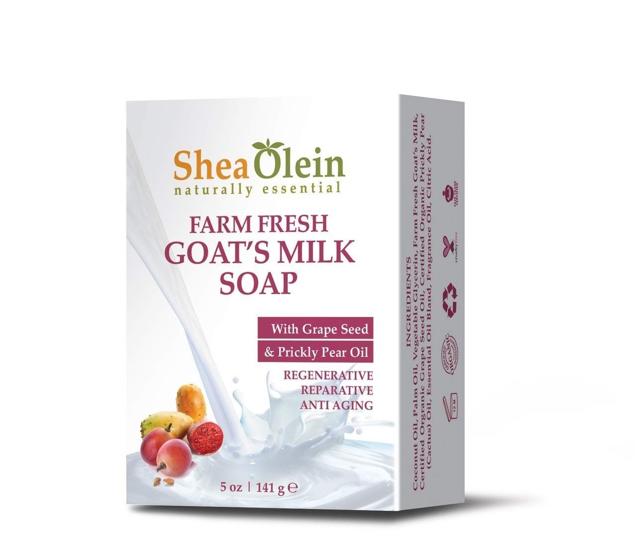 Shea Olein Farm Fresh Goat’s Milk Soap 6 Pack 5oz Grape Seed Prickly Pear Oil