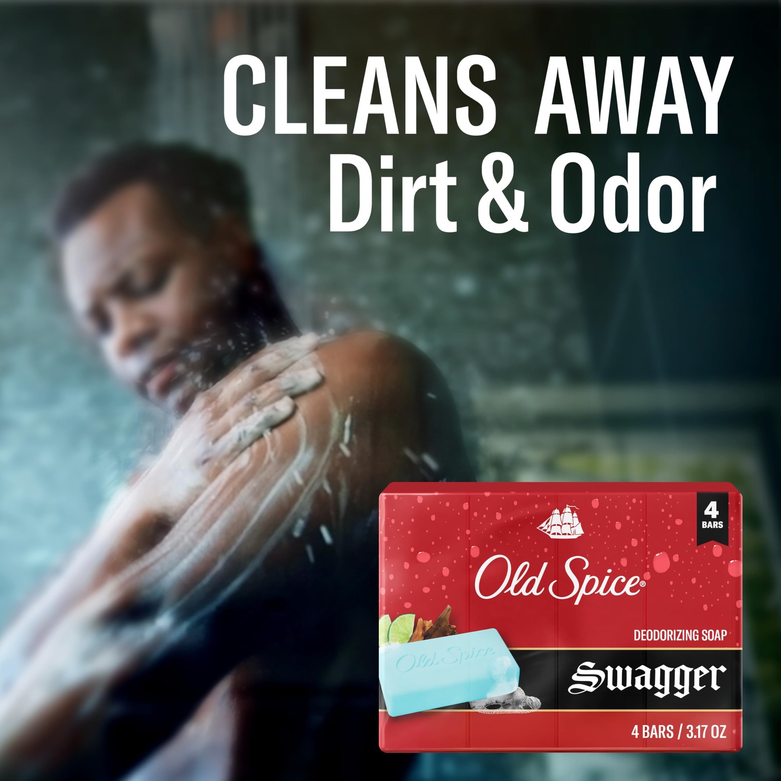 Old Spice Bar Soap for Men, Refreshing Clean to 3.17 Ounce (Pack of 4), Red