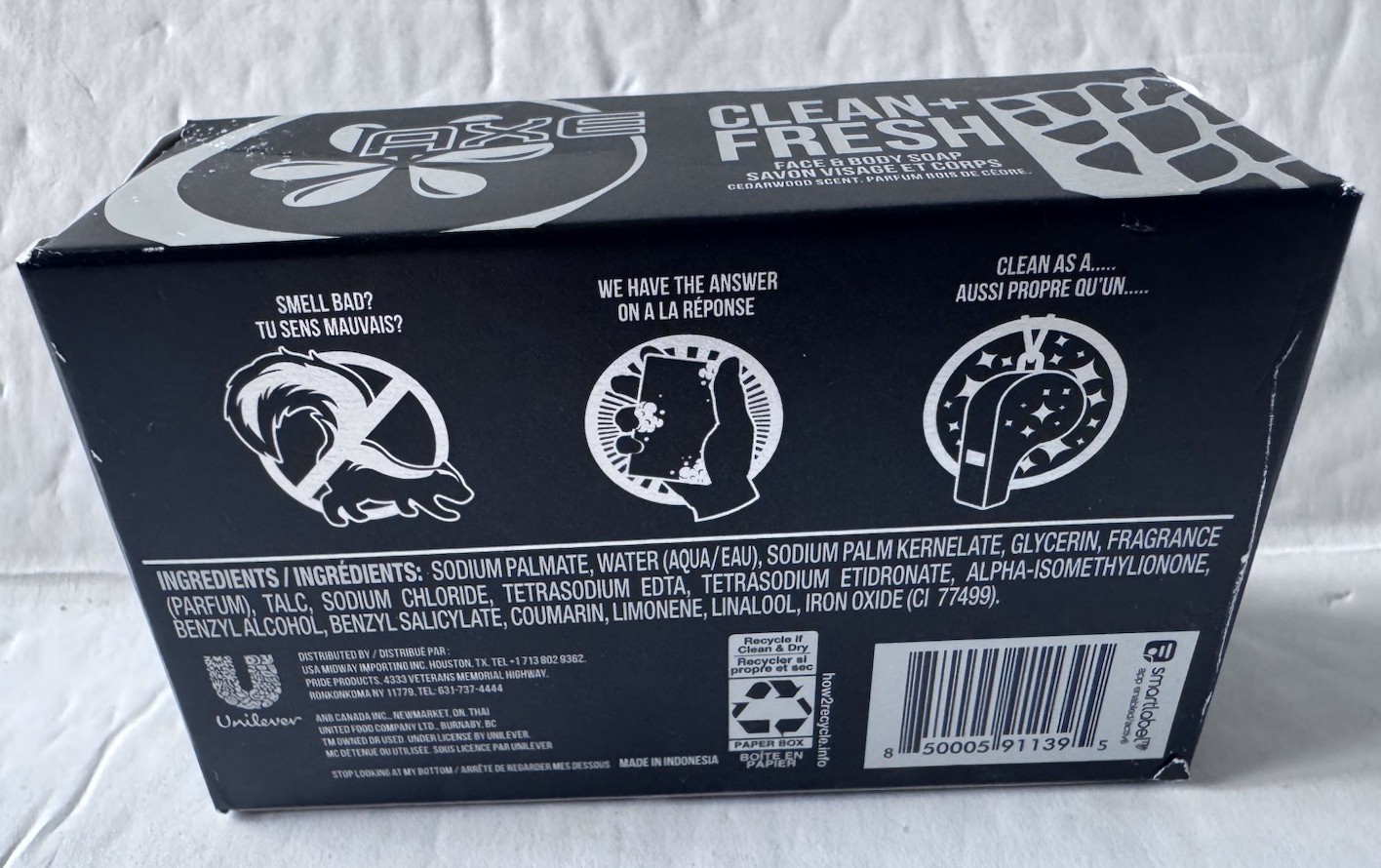 NEW! Case Of 6 Bars Of Axe Clean & Fresh Face & Body Soap 3.5oz Each Bar