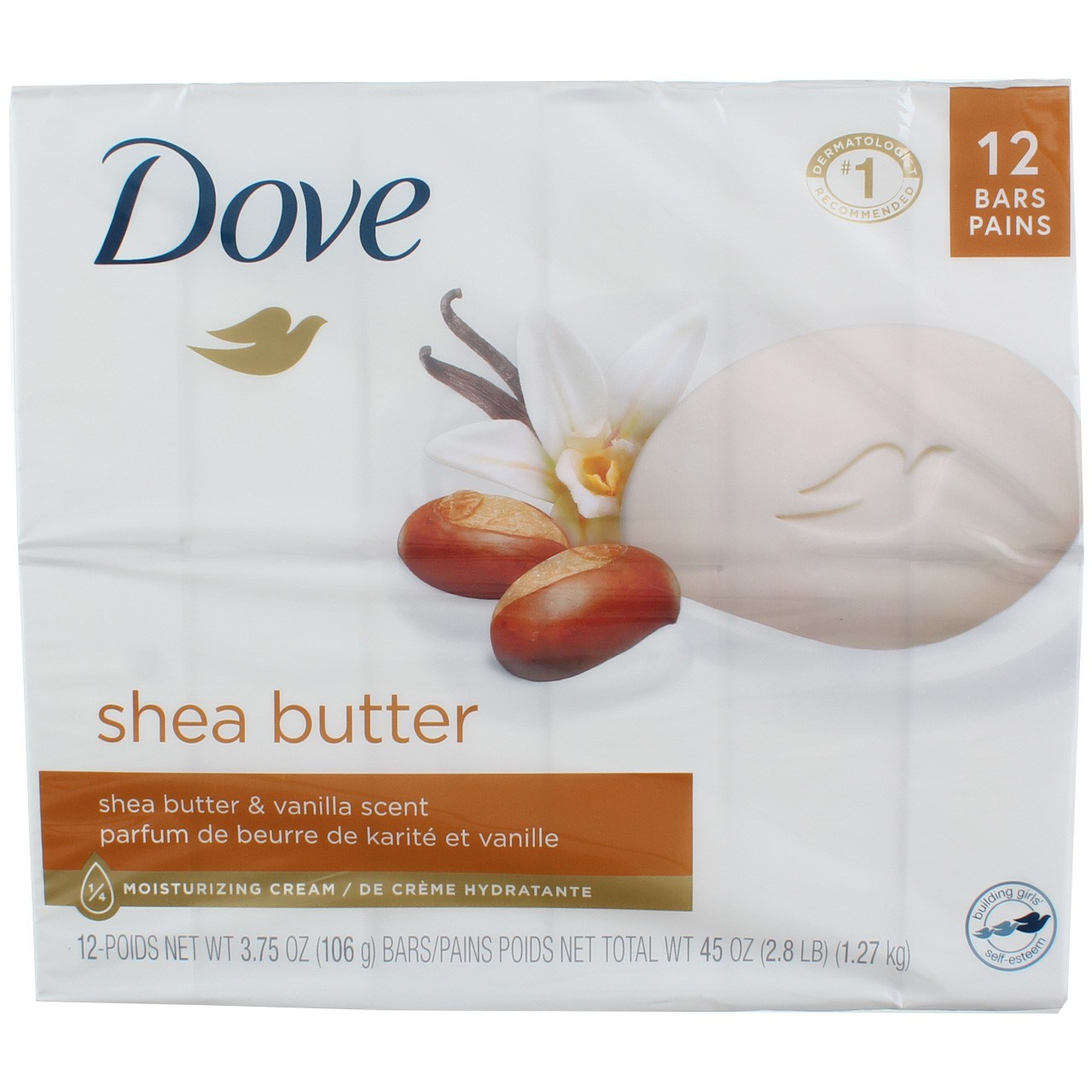 5 Pack Dove Shea Butter Moisturizer Cream Bars, Shea Butter & Vanilla, 3.75 o…
