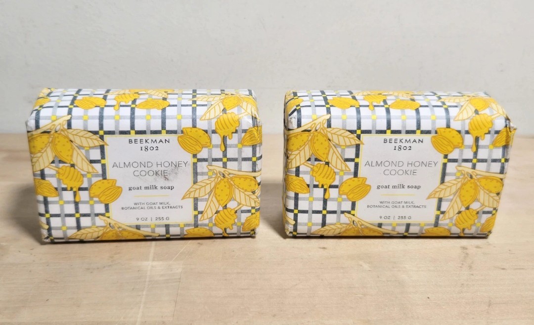 2 Beekman 1802 Almond Honey Cookie Goat Milk Soap Bars 9 oz Each New