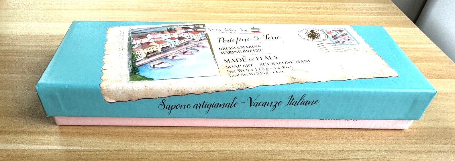 Italian Soaps- Portofino 5 Terre-Marine Breeze-Soap Set of 3 x115g -Made/ Italy