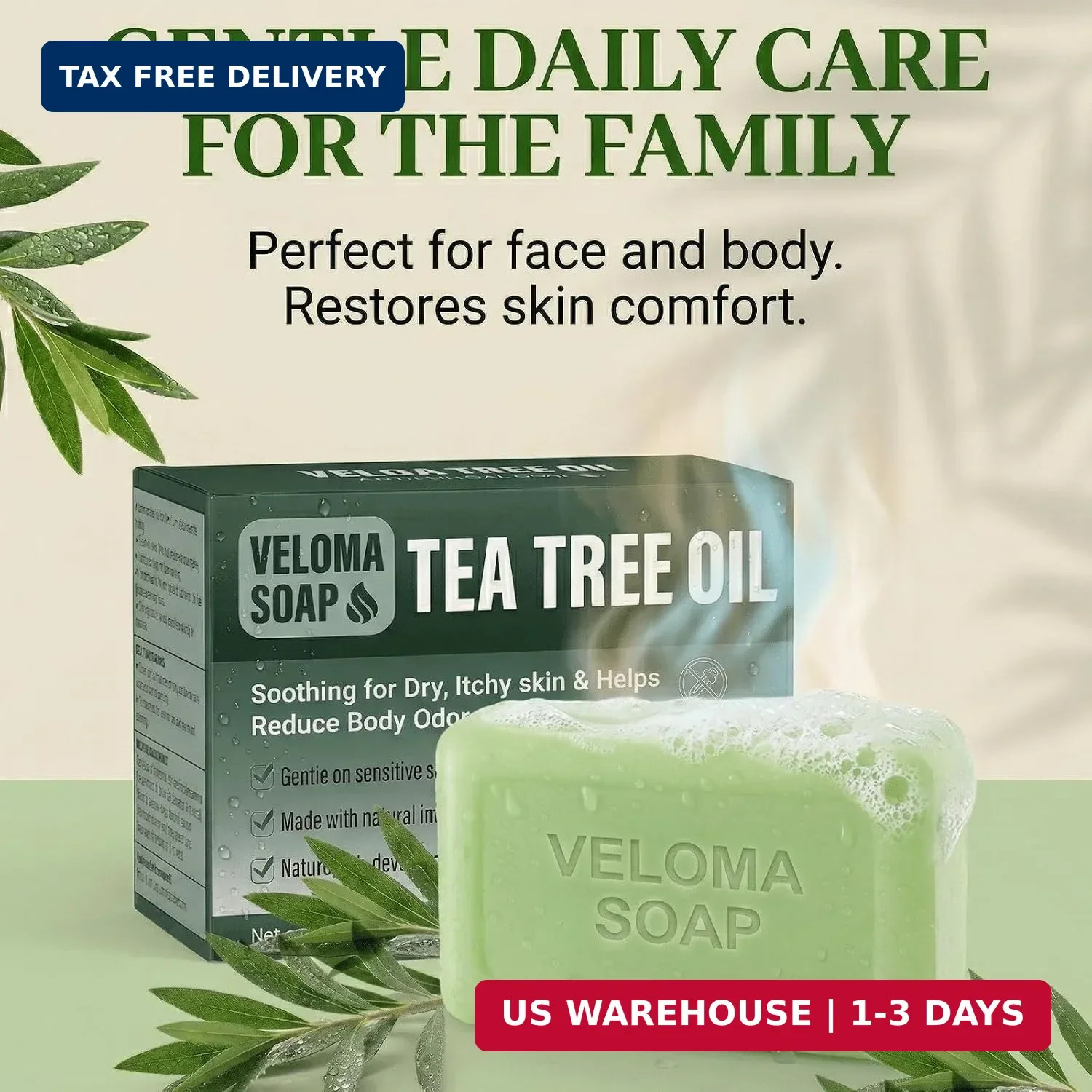 Veloma Antifungal Soap,Veloma Soap,Soothing Tea Tree & Eucalyptus, Deep Pore Cle
