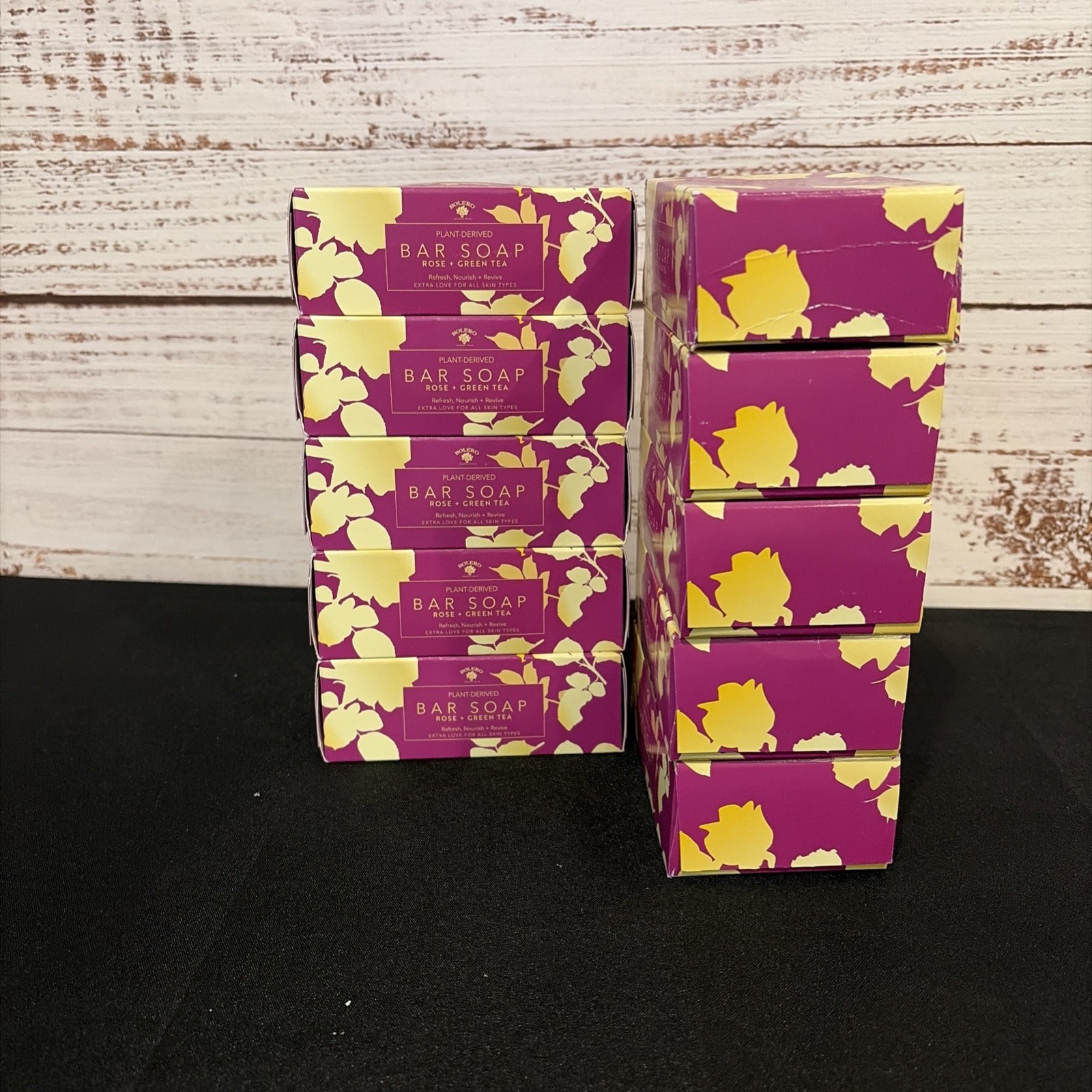 LOT 10 x Large Bolero Plant Derived ROSE + GREEN TEA Bar Soap Bath 6.25oz Revive