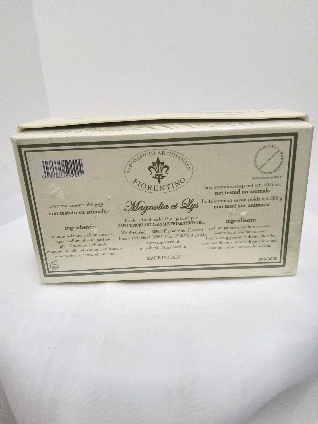 Saponificio Artiganale Magnolia and Lily Soap Handmade Bar 10.6 oz