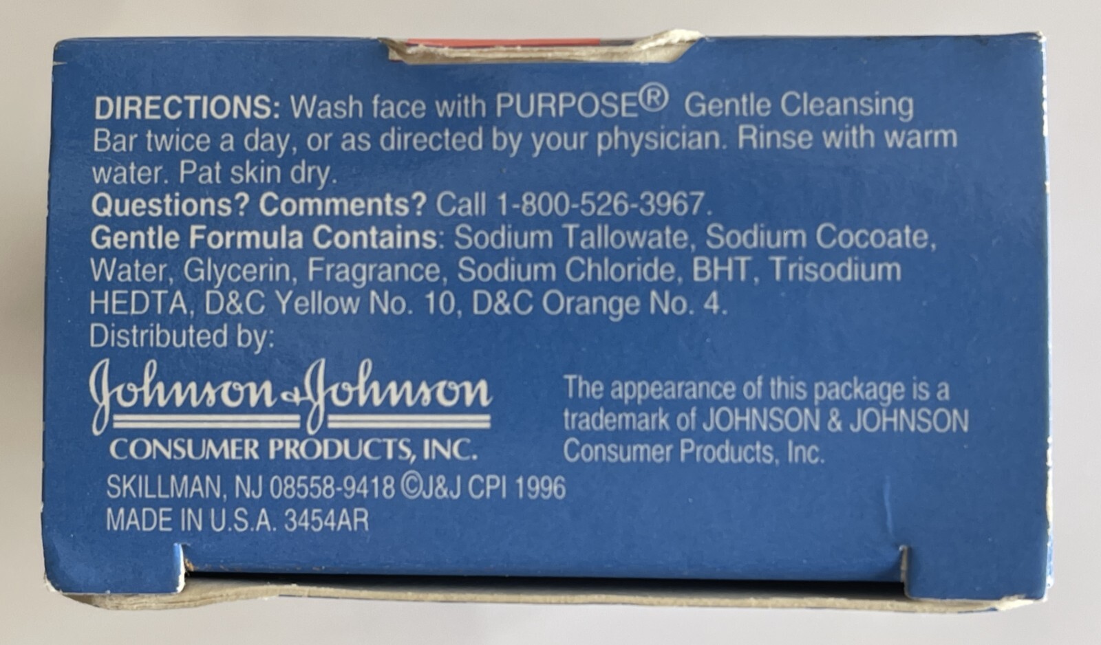 Vintage Purpose Gentle Cleansing Soap Bar Johnson & Johnson NIP