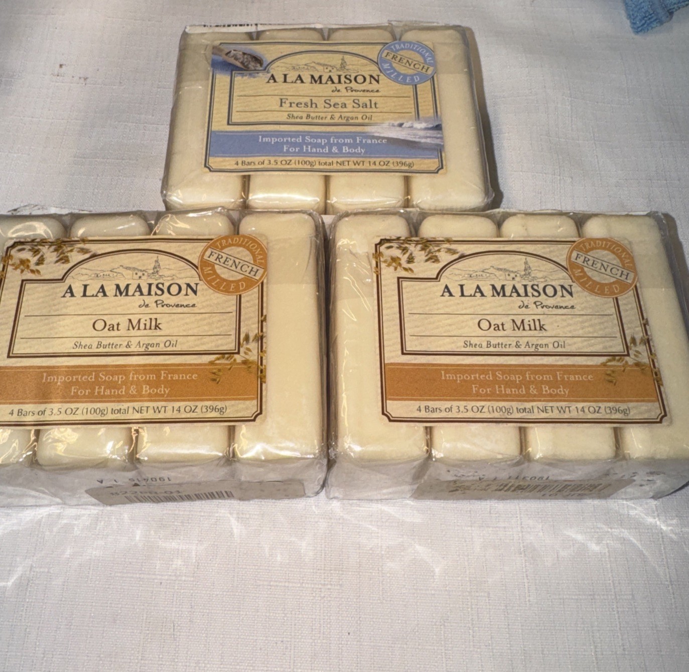 (3 pk) A LA MAISON 1 Sweet Almond Bar And 2 Oat Milk (12 Bars of Soap, 3.5 oz)