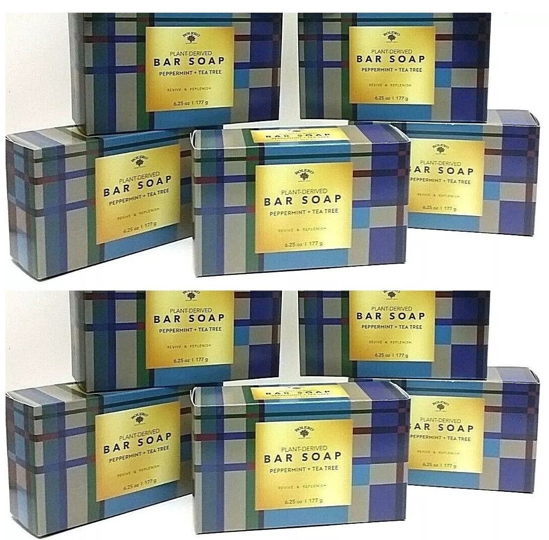 10x Large Bolero Plant Derived PEPPERMINT + TEA TREE Bar Soap Bath 6.25oz Revive