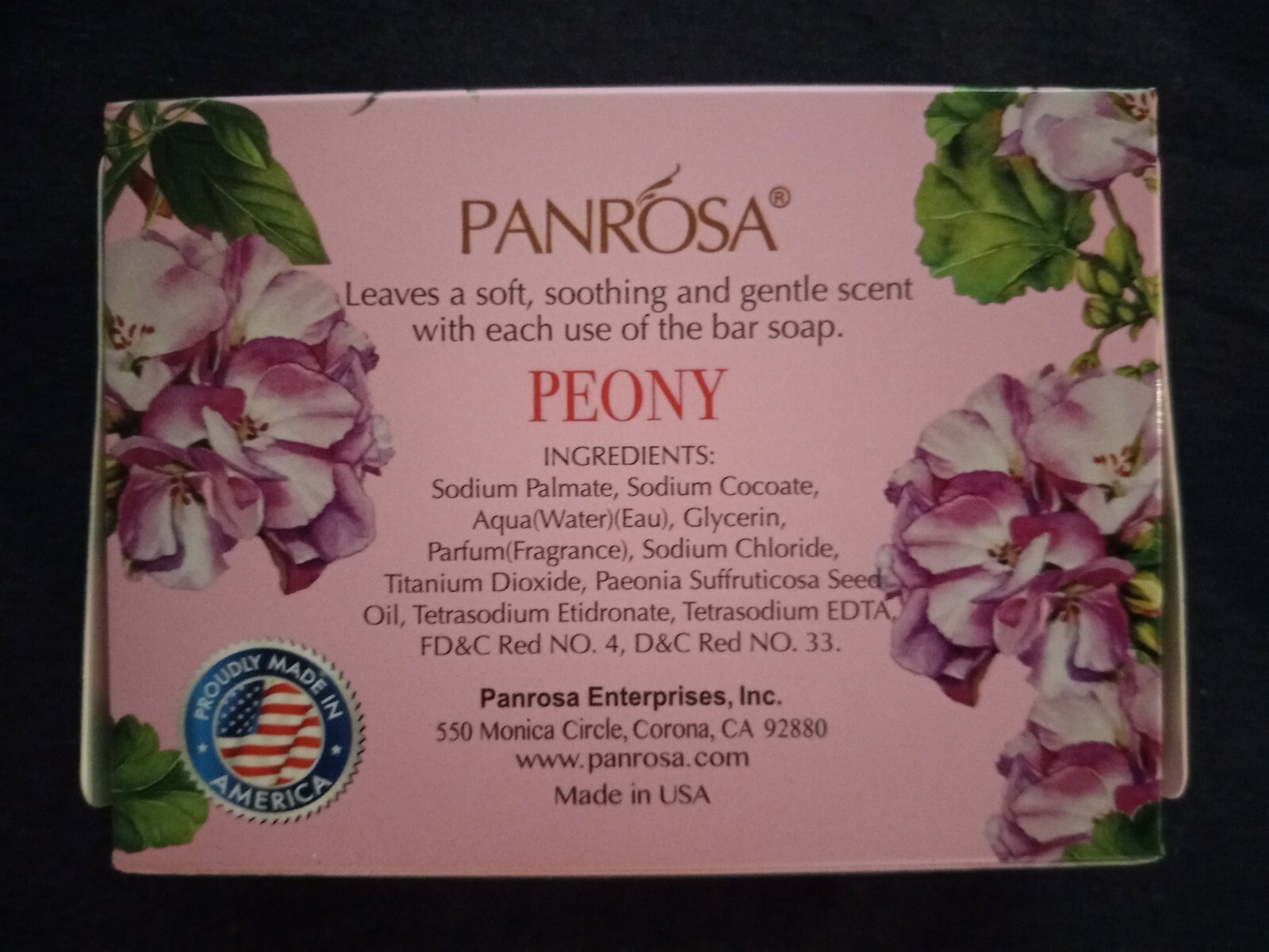 2 bars Decorative Essential oil lightly scented bar soap, 3.5oz Peony USA made