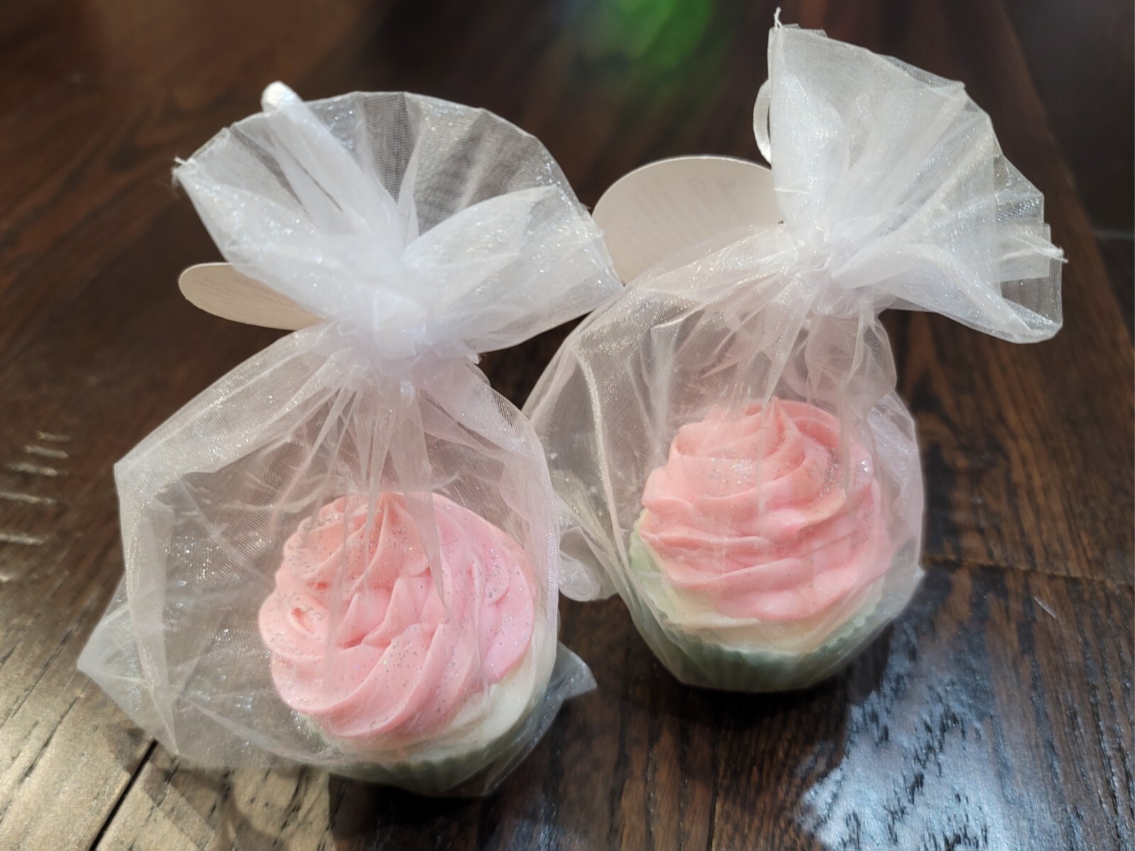 Cold Process Soap WATERMELON CANDY Cupcake Soap Approx. 4 oz. TWO CUPCAKE SOAPS