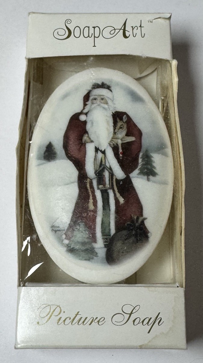 Santa Picture Soap Art St. Nick 3oz Rose Fragrance Image Doesn’t Wash Off Decor