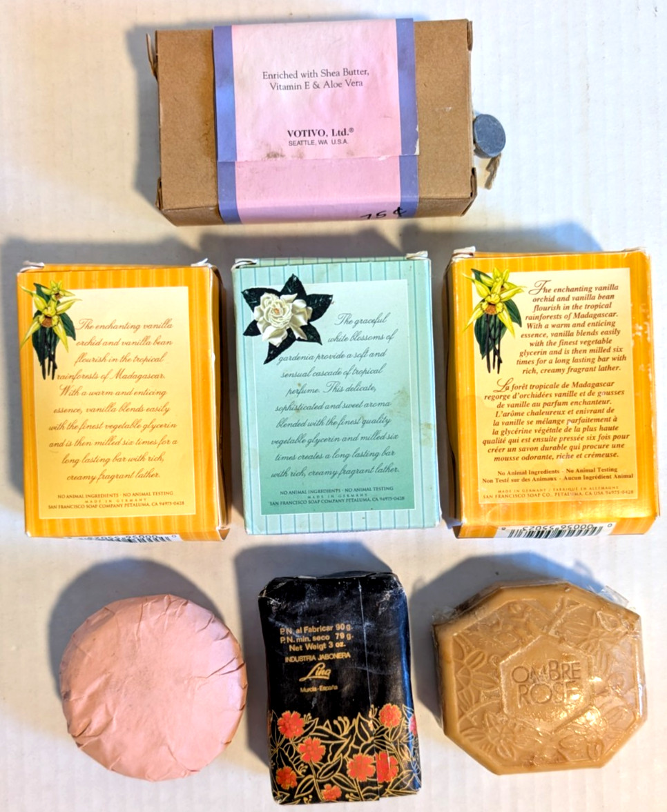 Lot of 7 Vintage Perfumed Soaps – Ombre Rose / San Francisco Soap Co & More