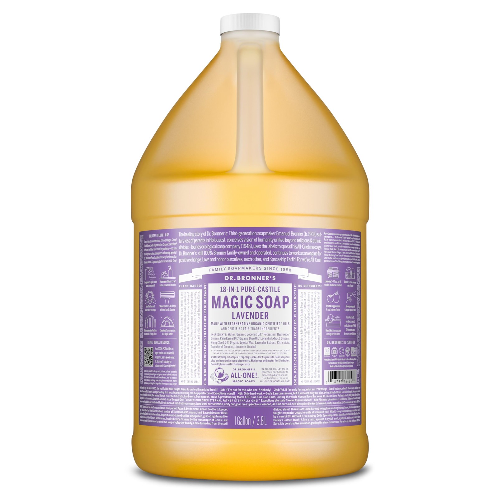 Dr. Bronner’s Pure-Castile Magic Soap Liquid 128 Fl Oz (Pack of 1), Lavender