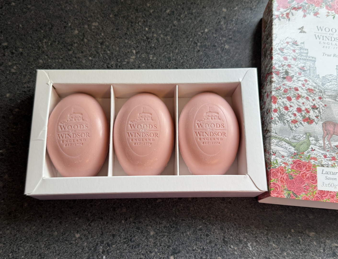 Woods of Windsor TRUE ROSE Luxury Soap Bar Set of 3 Each Bar 2.1 oz NIB Guest Sz
