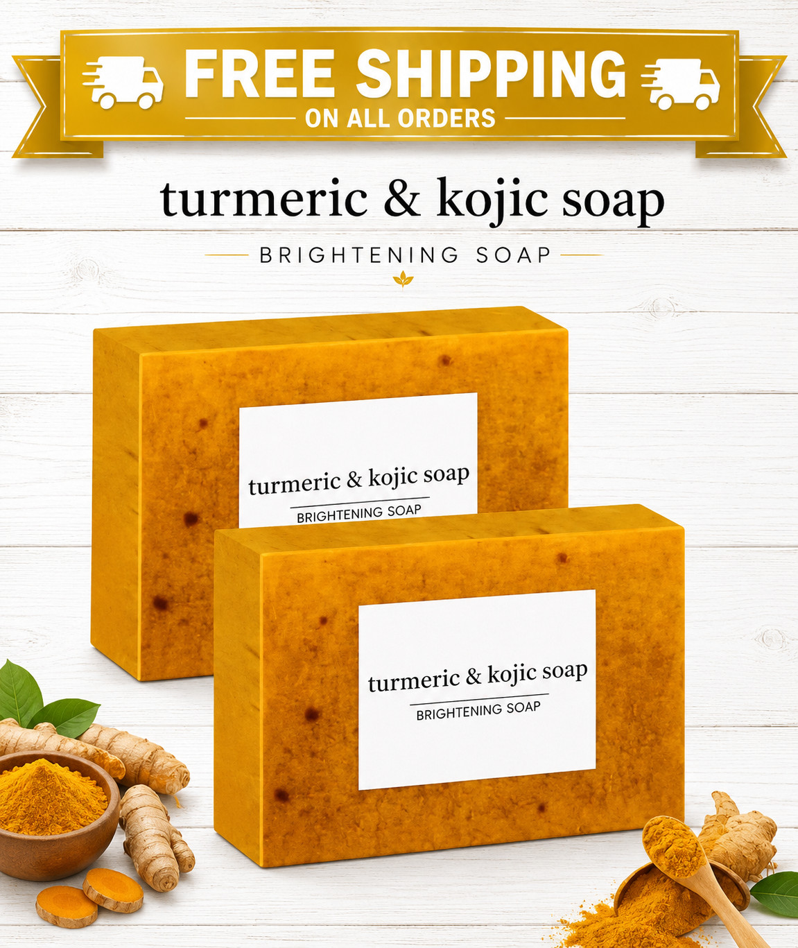 TUMERIC & KOJIC (2-PK!) Brightening Soap – Fades Hyperpigmentation & Dark Spots!
