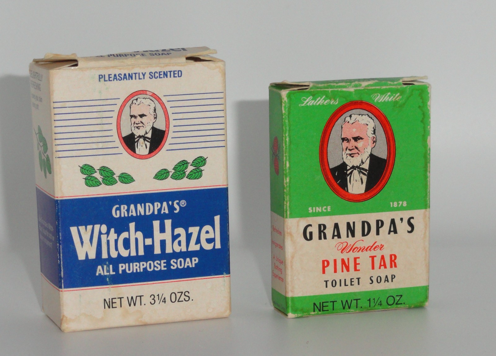 2 New Bars of Soap ~ Grandpa’s Pine Tar & Witch-Hazel ~ w/Boxes