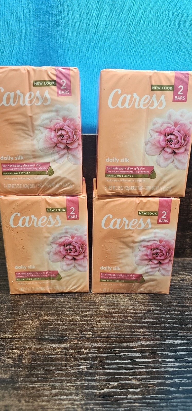 Caress Daily Silk White Peach & Orange Blossom Beauty Bars, 3.75 Oz Ea., 8 Bars