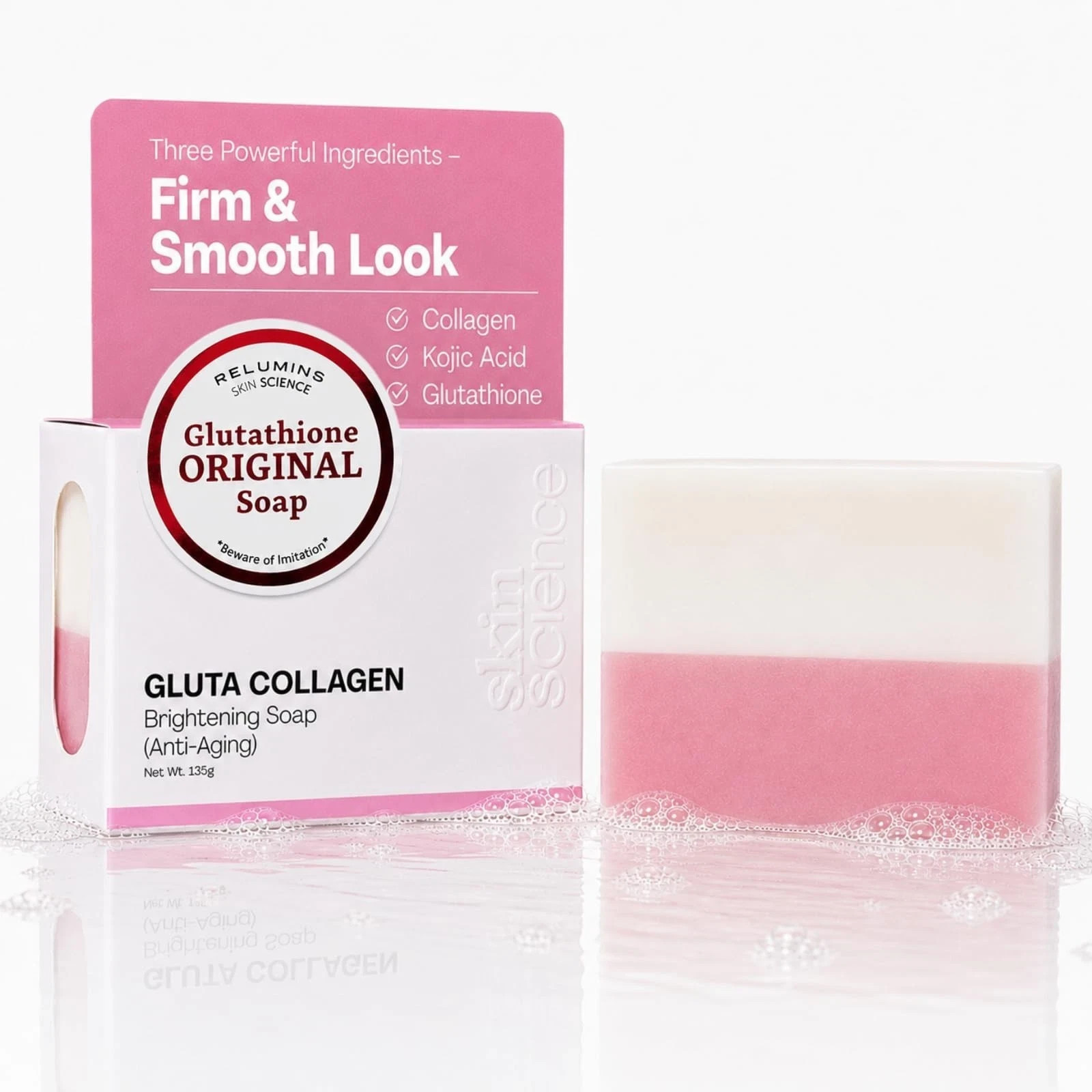 Gluta Collagen Placenta Soap Bar, Anti-Aging & Dark Spot Correcting Soap – 135g