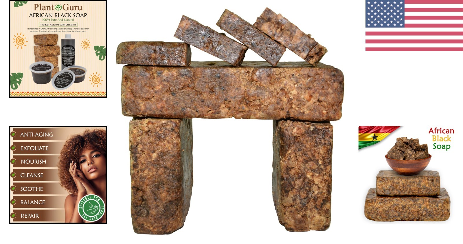 8oz African Black Soap Bar – Exfoliating, Hydrating Cleanser for All Skin Types