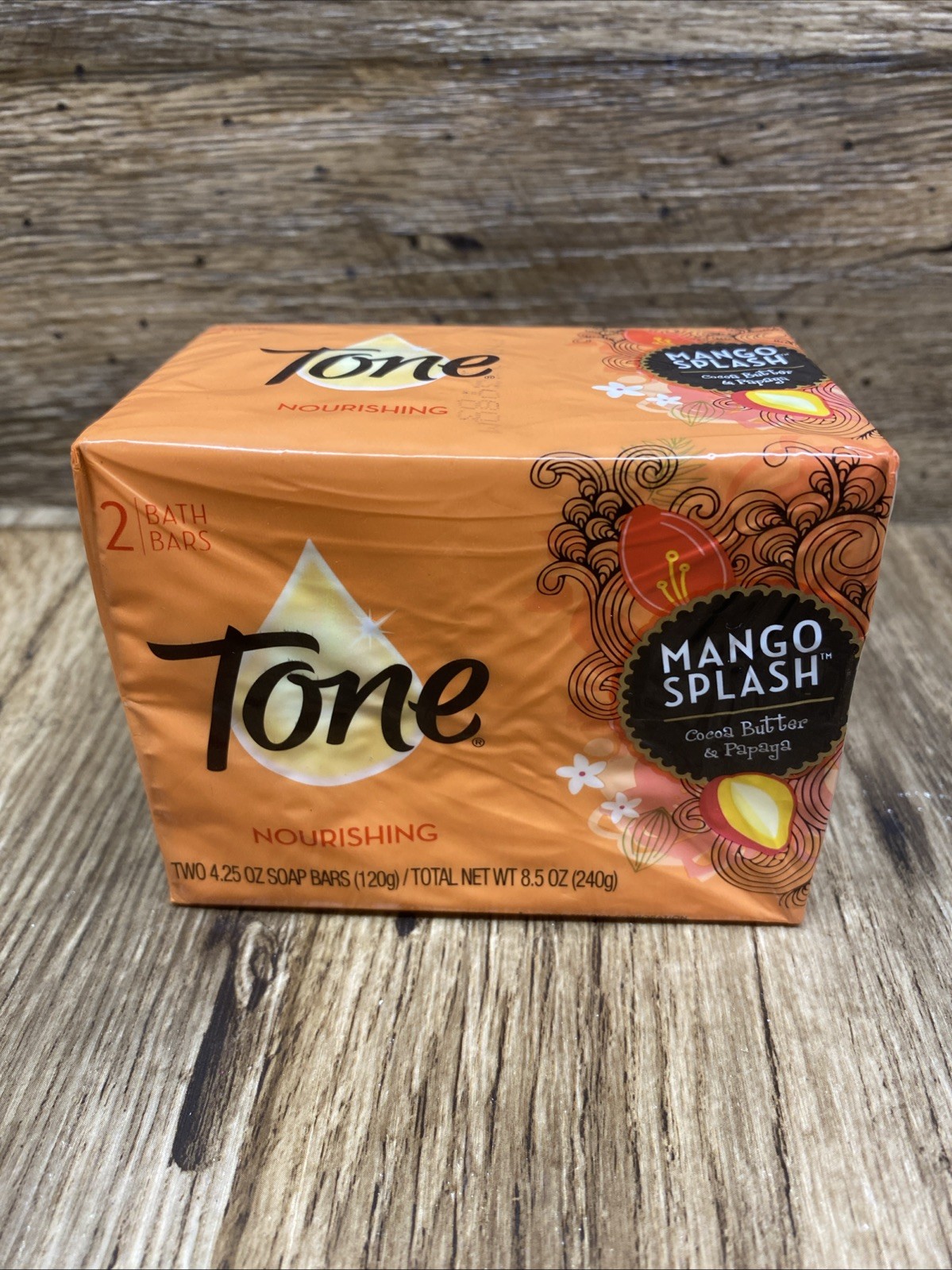 2- Tone MANGO SPLASH Cocoa Butter & Papaya 4.25 oz Each Bar Soap