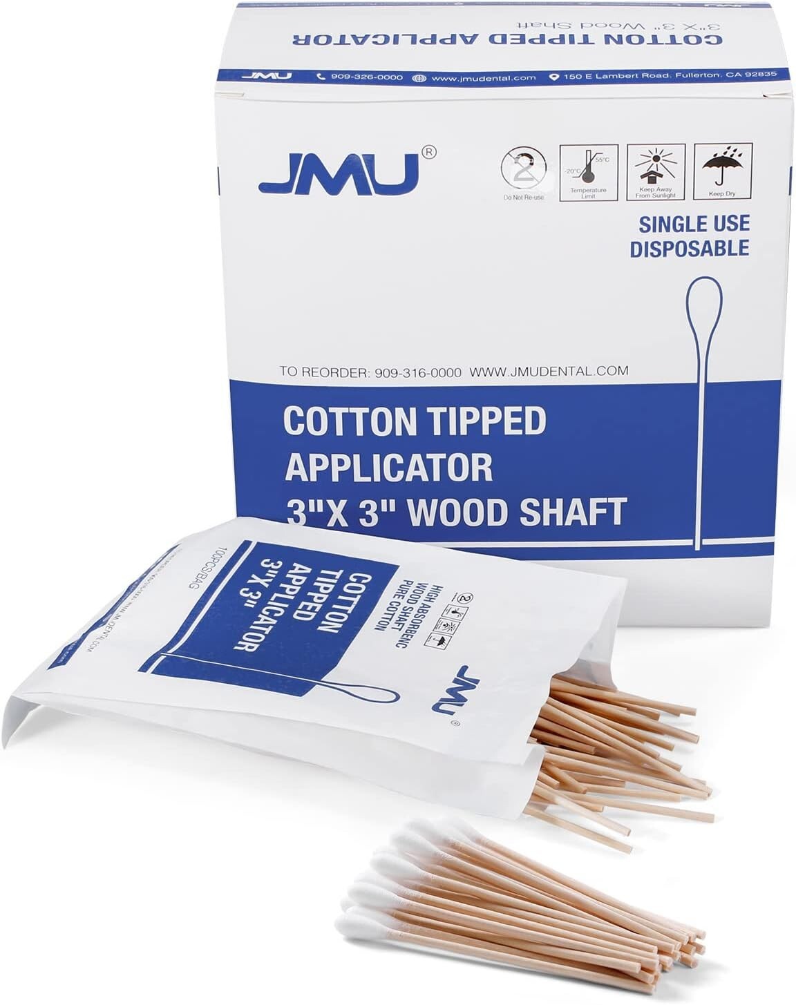 1000Pcs Cotton Swabs Wooden Handle Sticks 3 ” Medical Use Supply