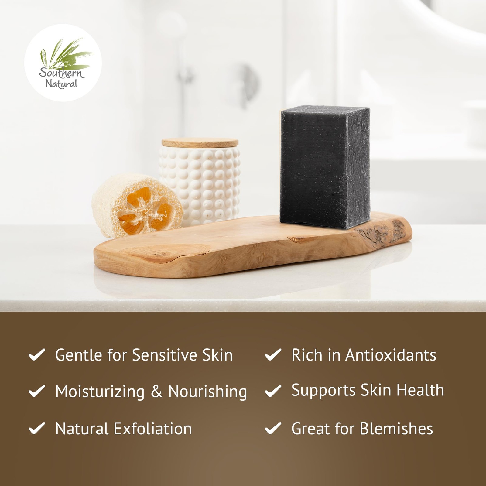 Southern Natural Activated Charcoal Soap Bar (3 Pack) 4 Ounce (Pack of 3)