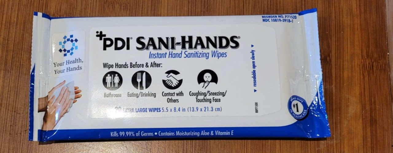 PDI Sani-Hands 20 Hand Wipes Ethyl Alcohol 5.5″ x 8.4″