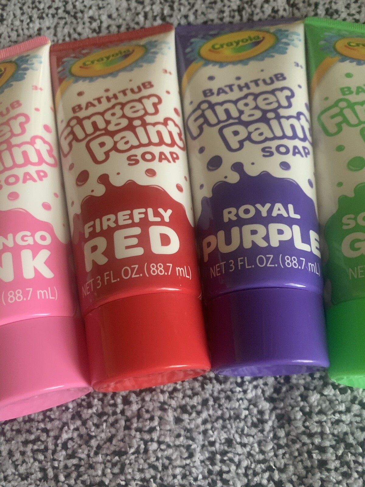 5PC SET: Crayola Bathtub Finger Paint Soap Kids 3oz: Red Blue Green Purple Pink