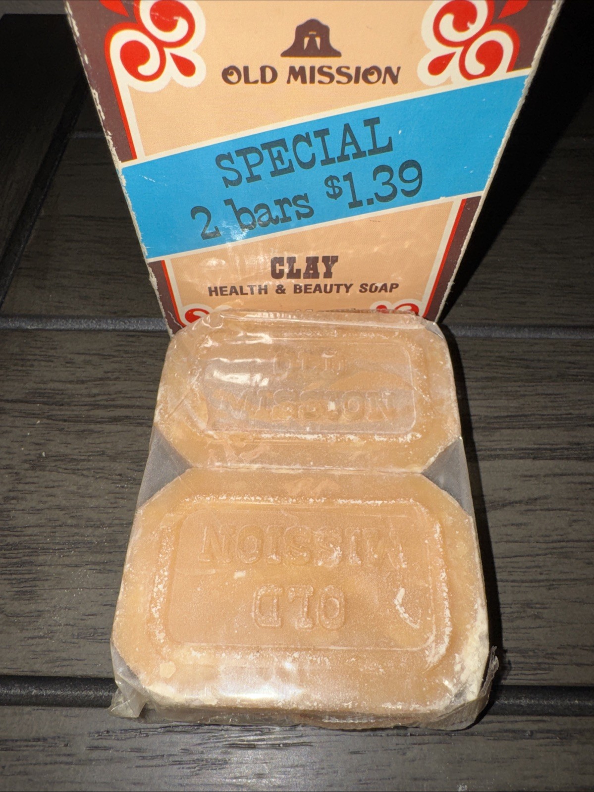 Vintage Old Mission-Health and Beauty Clay Soap 2.7 OZ each Made in USA Pk Of 2
