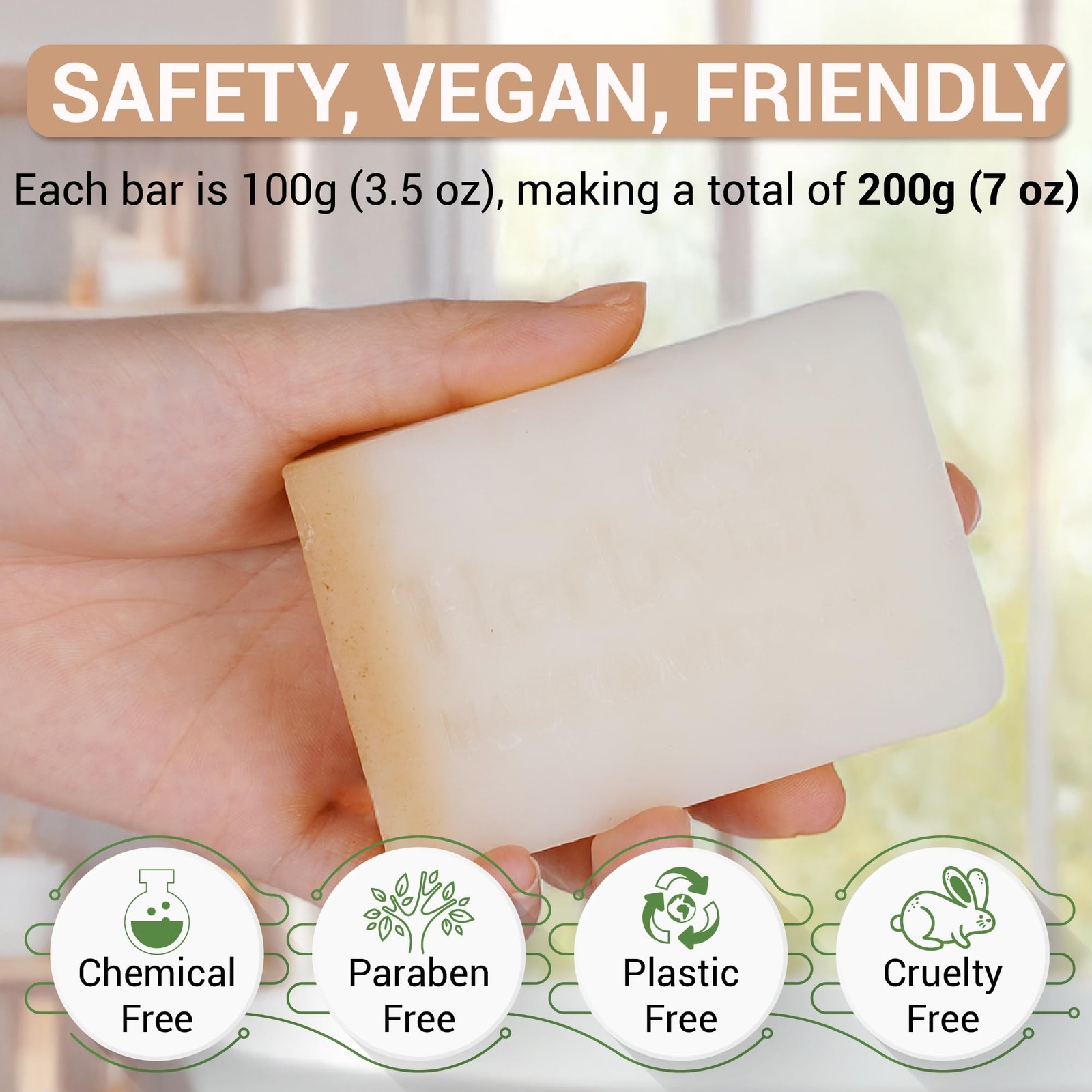 2 Pcs Vietnamese Rice Water Soap Bar for Body with Oatmeal , 100% Natural Ric…