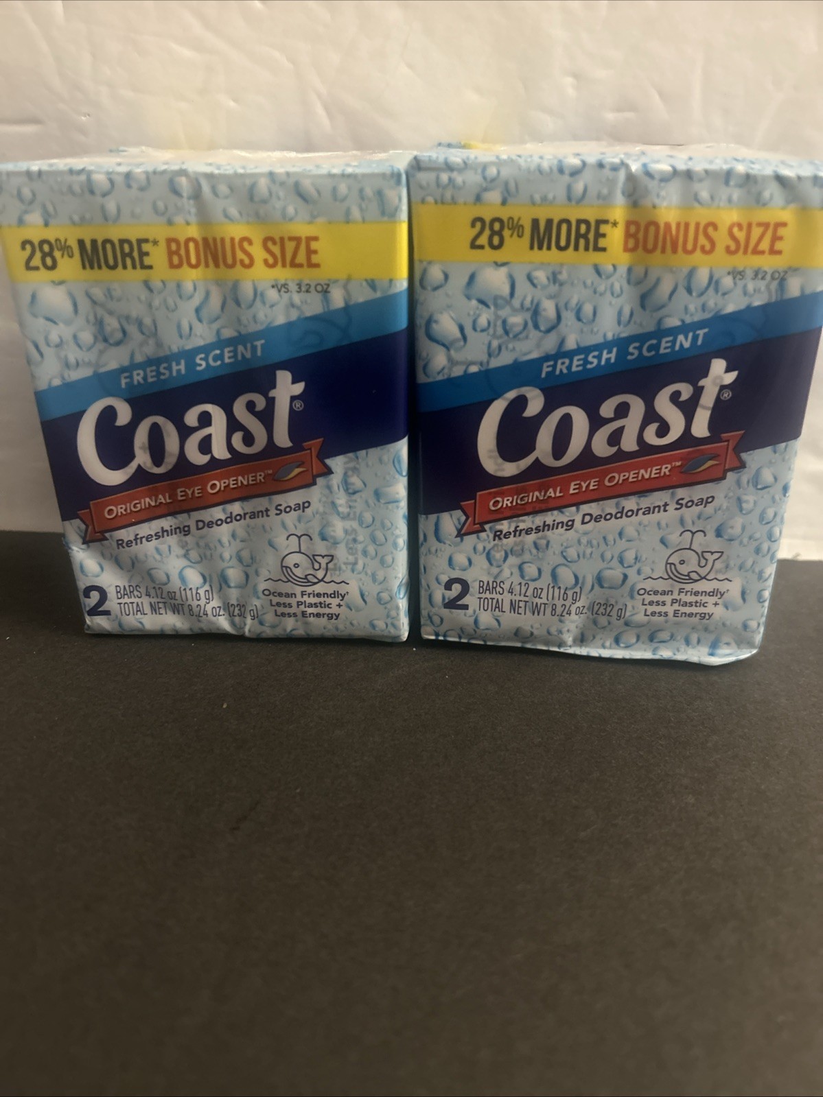 Pack of 2 Coast Deodorant Soap Bar Fresh Scent 4.12 oz Each Eye Opener