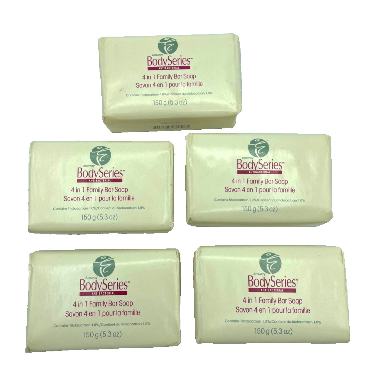 Vtg AMWAY Body Series 4 in 1 Antibacterial Bar Soap W/ Triclocarban 1% 5 Bars
