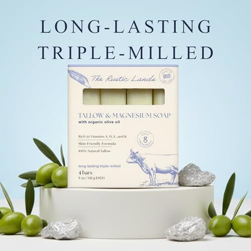 The Rustic Lands Beef Tallow Soap Bars – 4 Pack