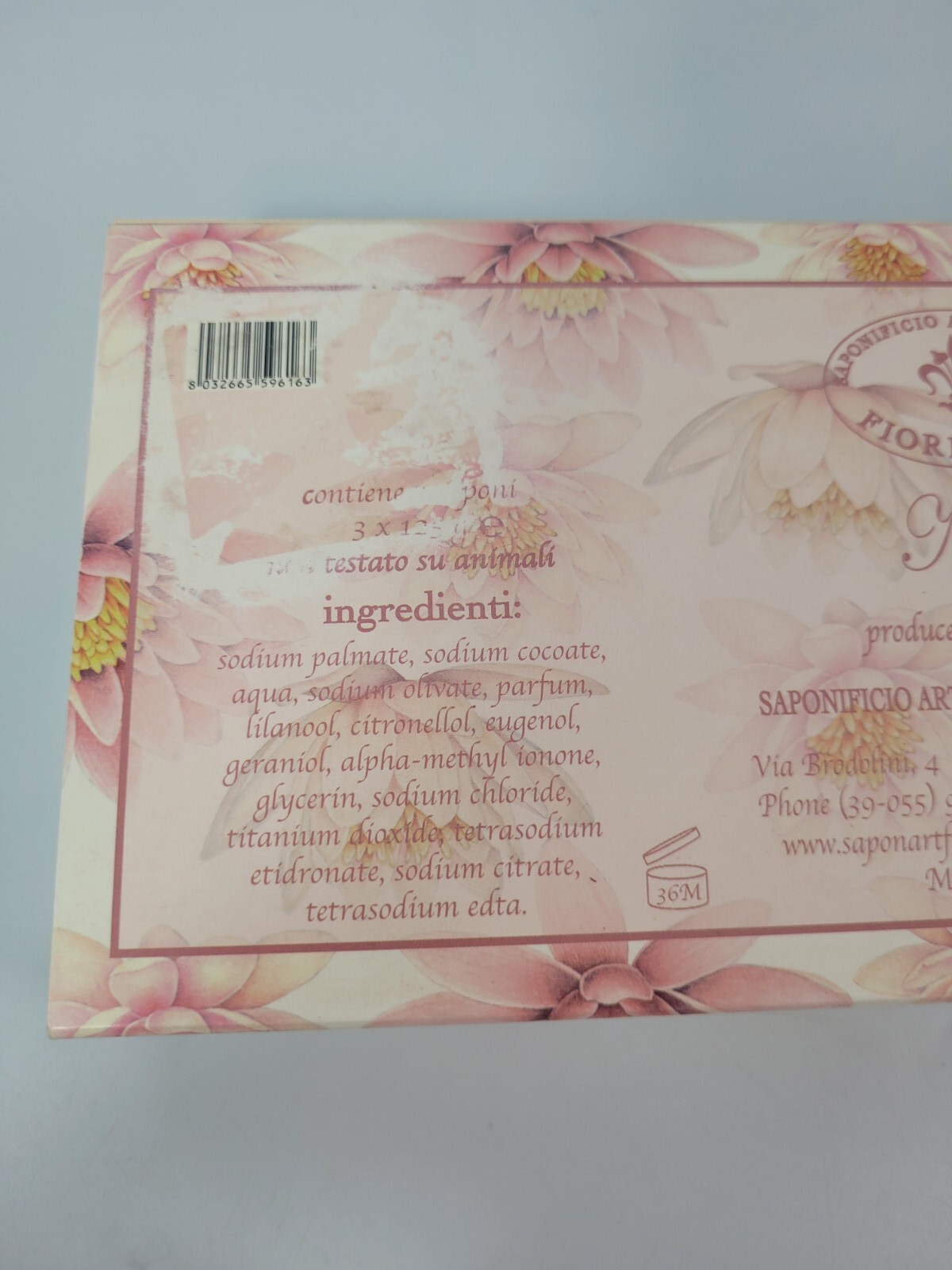 Saponificio Artigianale Fiorentino Water Lilly Blossom Soap 3 bars X 4.4 oz NEW