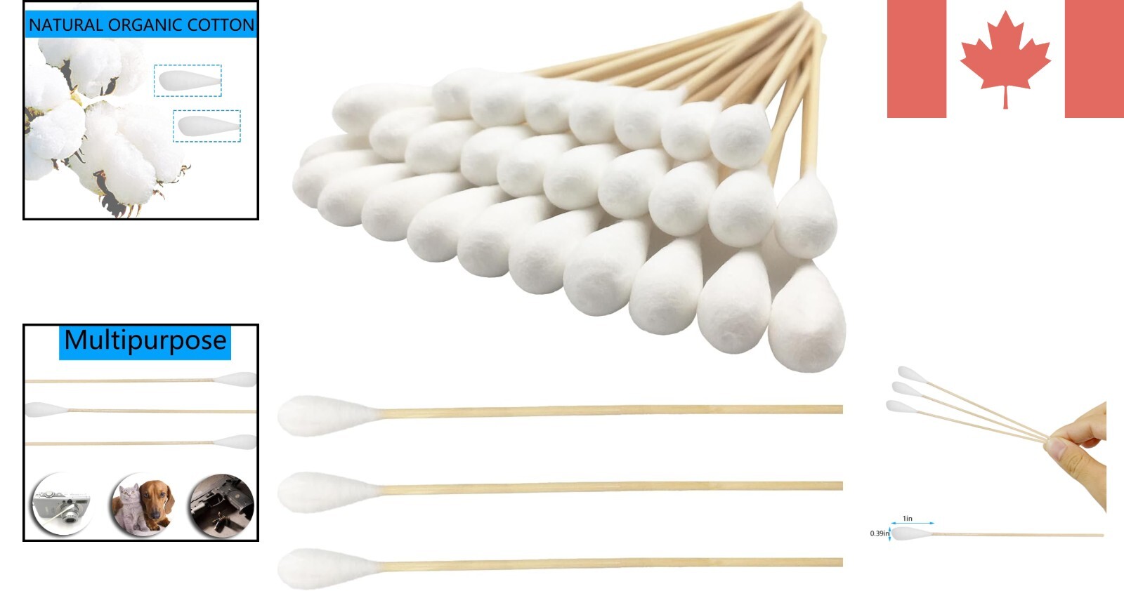 Versatile 6-Inch Cotton Swabs – Perfect for Dogs, Makeup & Various Crafts