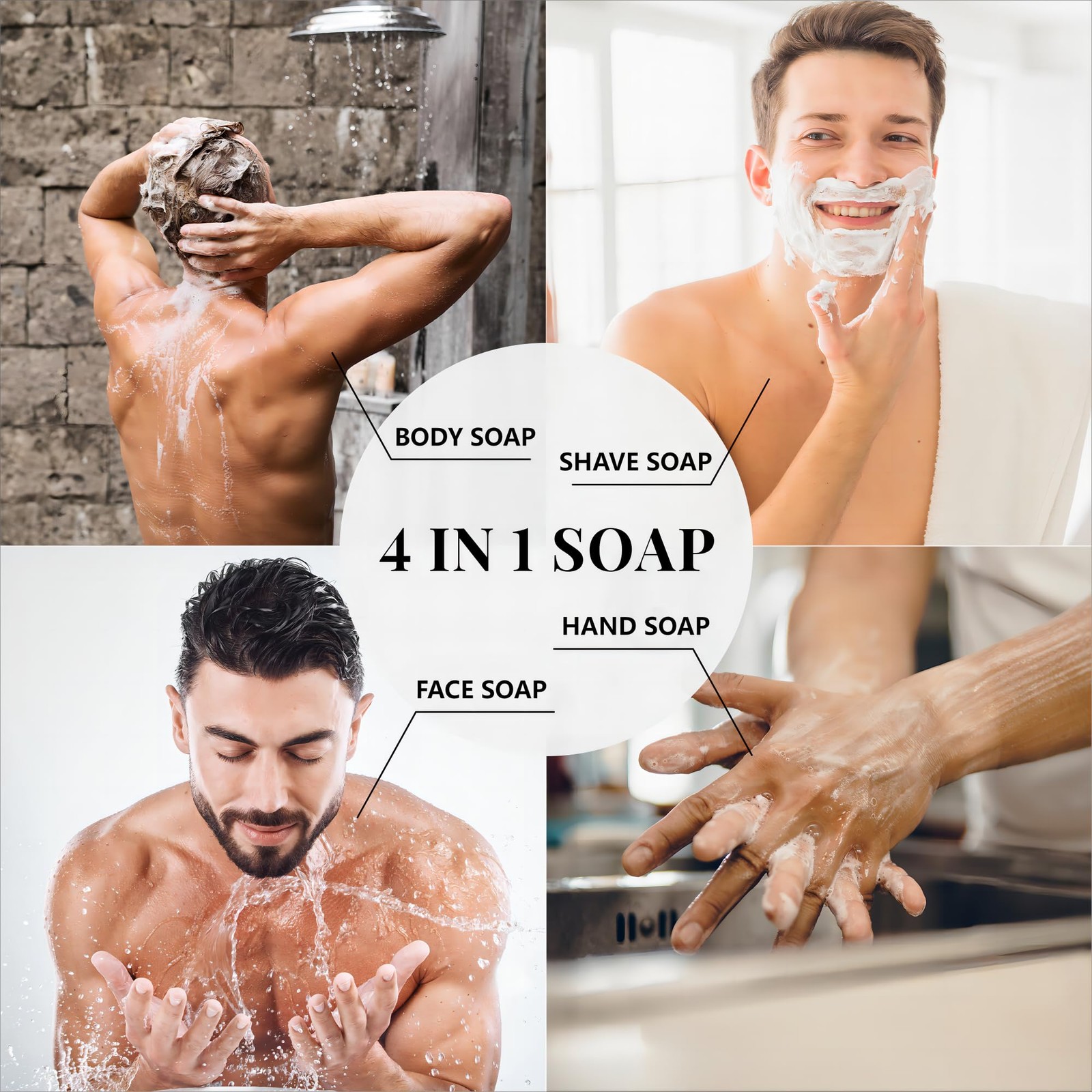 Rinse & Robust Mens Bar Soap Bath 3.5 Ounce (Pack of 3), Ounce(Pack 3)