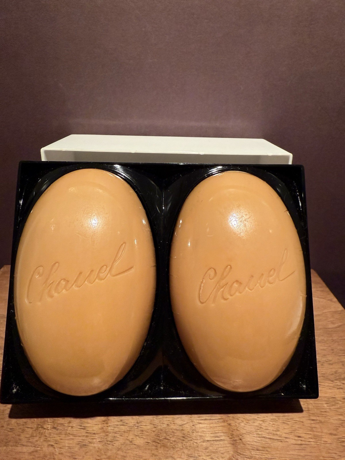 Vintage CHANEL Scented Perfume Oval Soap Plastic Case Set Of 2 Sealed SEE PHOTOS