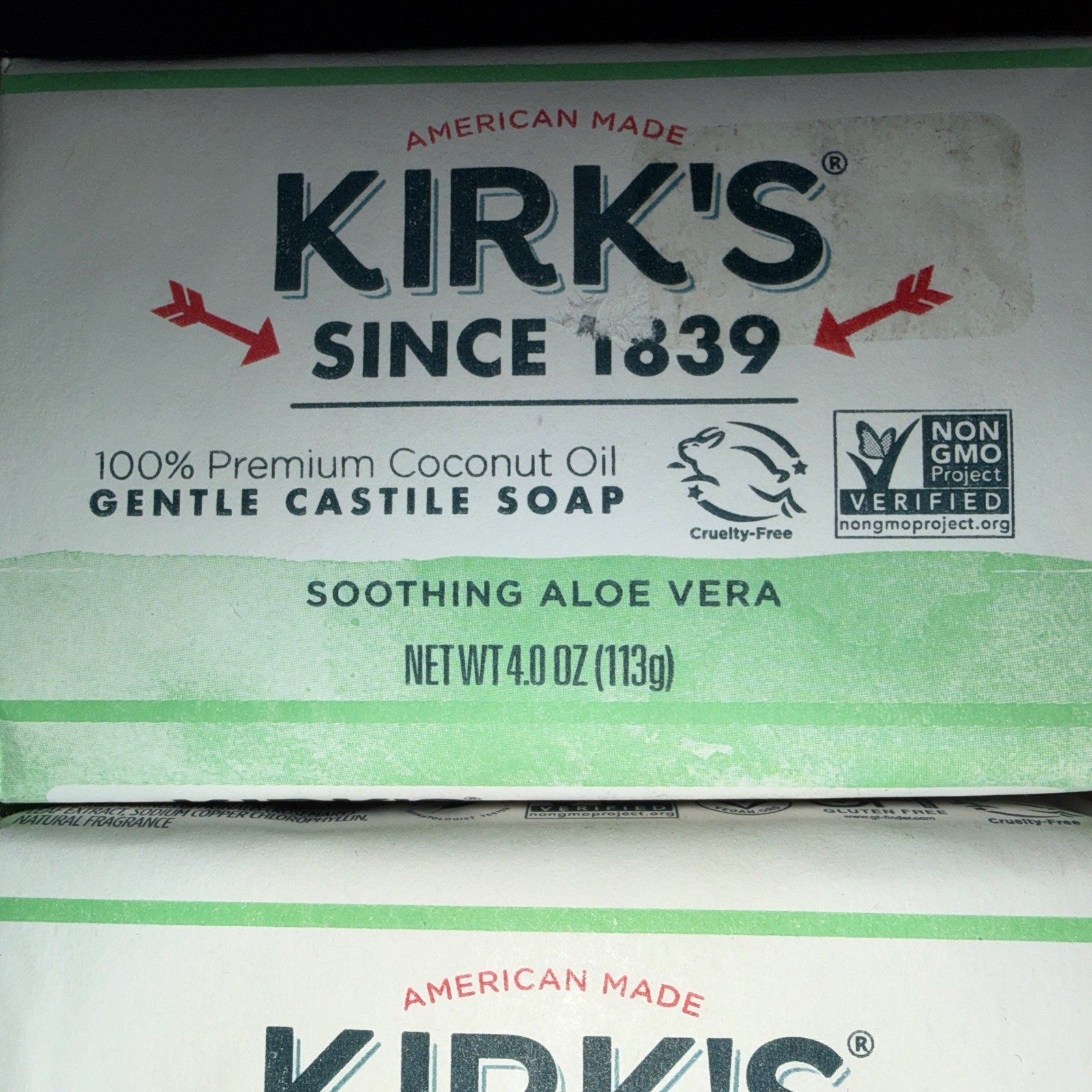 Kirk’s 🇺🇸100% Premium Coconut Oil GENTLE CASTILE SOAP -SOOTHING ALOE VERA- x 4