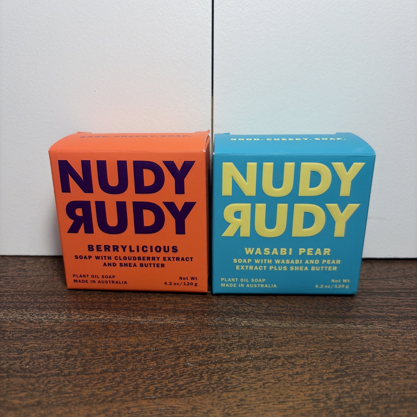 Nudy Rudy 2 Bars Soap Wasabi Pear & Berrylicious Made In Australia 4.2 Oz